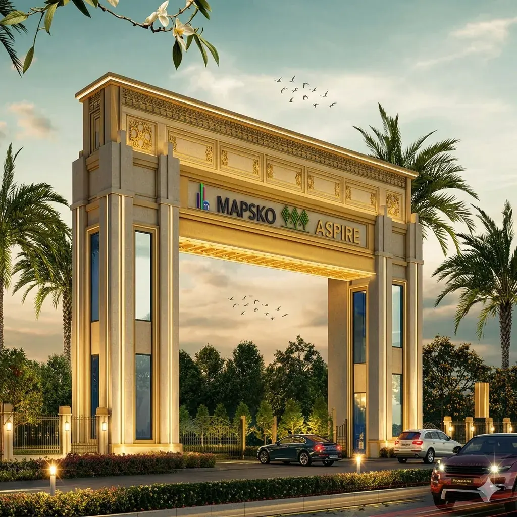 Landscaped greens and wide avenues at Mapsko ASPR Greenz, Sector 35, Sonipat